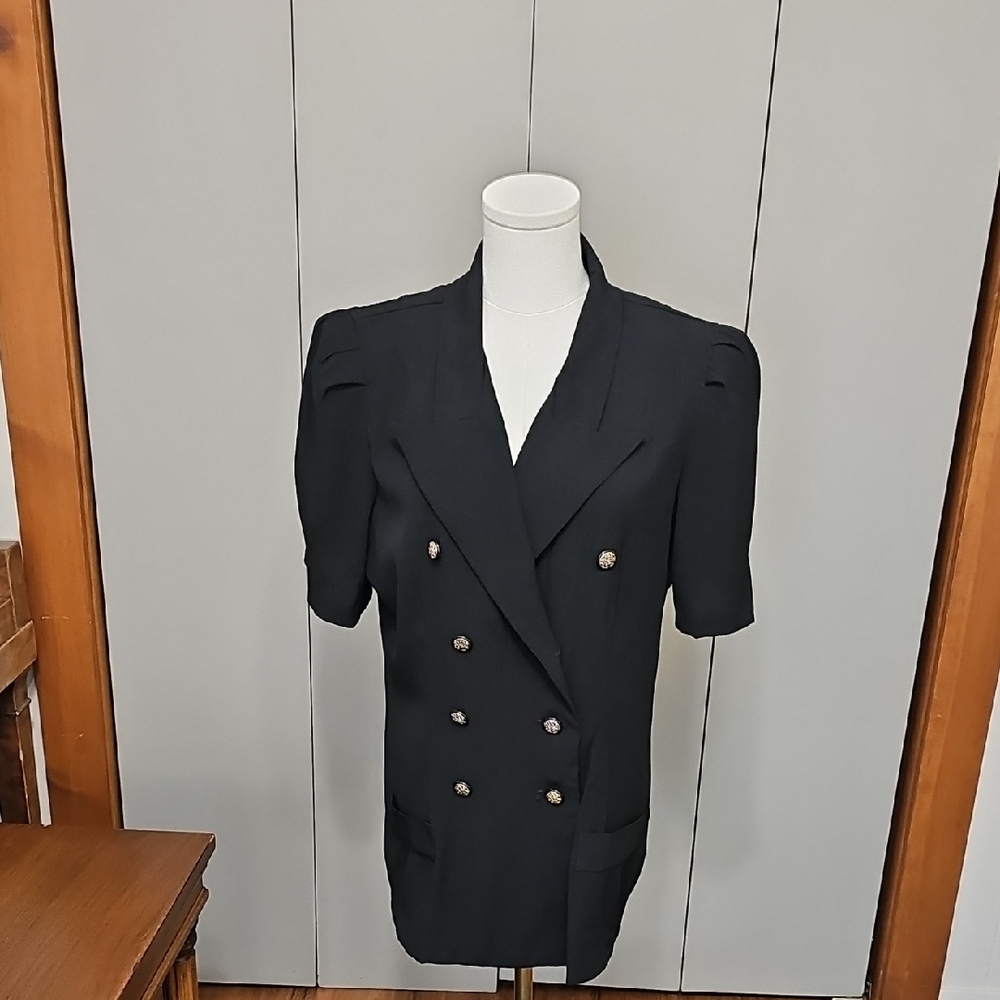 Vintage Miss Dorby Elegant Black Double-Breasted Women's Jacket & Pant Set Sz 12
